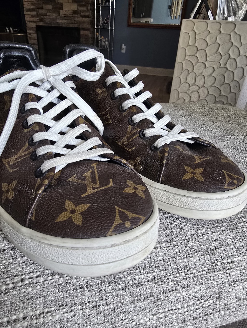 Authentic Louis Vuitton Luxury Brown Monogram Leather Men’s Sneakers